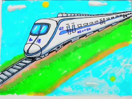 一分钟跟着视频学画画,今天画一辆好看的高铁和谐号! #画高铁 #画和谐号 #火车 #动车 #儿童简笔画 #简笔画画高铁 #画渣日常