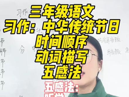 写节日作文,孩子只会写“吃饺子”“放鞭炮”?🧨
今天讲中华传统节日,总分总结构打底:
✅ 开头点题
✅ 中间写具体
✅ 结尾升华
中间部分怎么写得生动?
教了三种方法:
1️⃣ 时间顺序——节前,节中,节后,有条理
2️⃣ 关键句——每段第一句点明中心
3️⃣ 五感法——眼看、耳听、鼻闻、手触、口尝(复习巩固)
提前打印了范文,对着例子讲方法,孩子一看就懂。
#三年级语文 #五感法 #作文教学 #课堂实录#沈阳长白托管