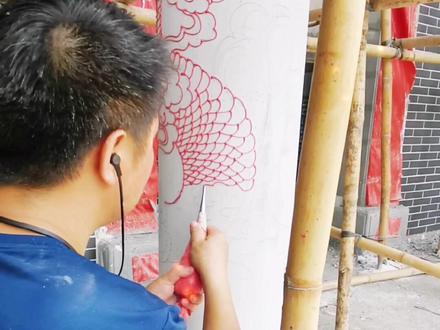 分享一下#盘龙柱 #龙纹 的画法,#古建彩绘 #手绘视频 @DOU+小助手