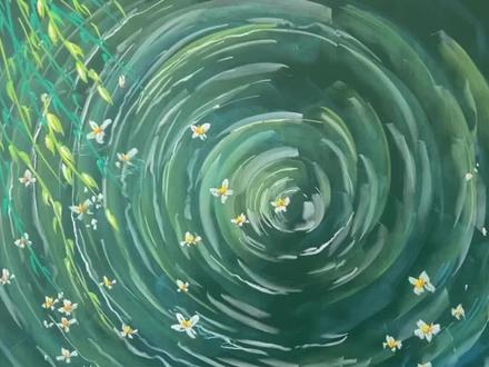 粉笔画一黑板报插图 有网友反映视频有点儿快,学不会,今天这个内容我就分两个发,明天再发大标题,大家猜猜我这是什么主题的内容呢?#粉笔画 #黑板报 #清明节黑板报 #水波纹 #跟着抖音学画画