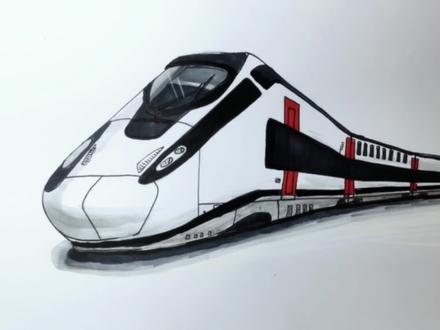 画一辆双层高铁🚅,好看又好画!简单好画赶紧试试吧! #画火车 #画高铁 #画双层高铁 #画画的baby