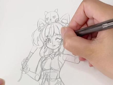 危险 危险😎甜美猫女来袭#绘画过程 #动漫教程 @抖音小助手