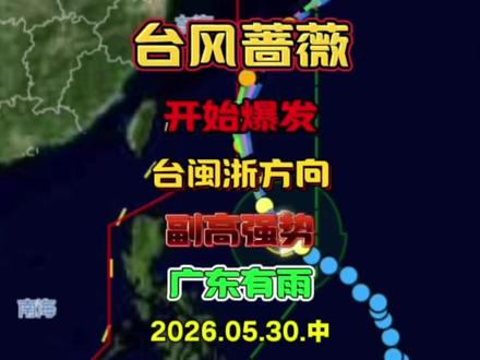 台风蔷薇最新路径,台闽浙方向,开始爆发,副高强势,广东有雨! #台风蔷薇 #台风路径 #台风实时路径 #强对流天气 #广东天气