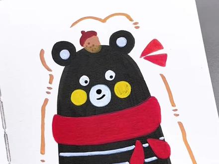 围围巾的小熊 #画画#跟着抖音学画画#又是用画画治愈生活的一天 #创作者中心 #创作灵感