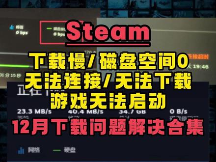 Steam游戏下载慢/下载失败/磁盘空间为0/无法启动游戏 #steam下载速度慢 #steam下载游戏报错 #steam下载失败 #Steam游戏无法启动 #steam下载游戏慢怎么办