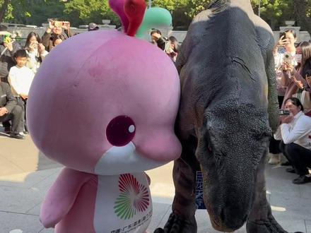 黄金比例妹宝勇战恐龙#大湾鸡 #吉祥物 #广州杂技团