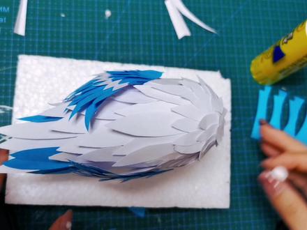 #创意美术 剪纸立体手工“一只可爱的小鸟”快来学习吧,很简单哦😊😊😊