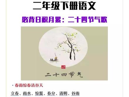 二年级下册语文必背日积月累,24节气歌及含义#二年级语文 #必背日积月累 #二十四节气 #必考题
