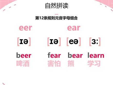 第十三节 字母组合eer ear的发音规则 最简单的自然拼读 #自然拼读 #自然拼读英语 #零基础英语