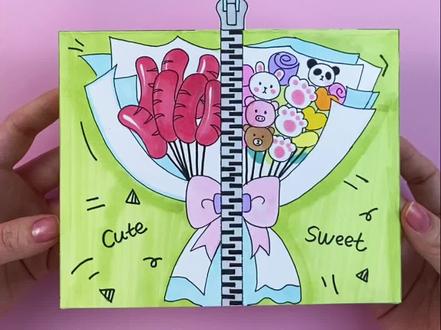 自制香肠花束拉链盲盒教程 可爱香肠花束送闺蜜 十肠想你#自制盲盒#手工#画画