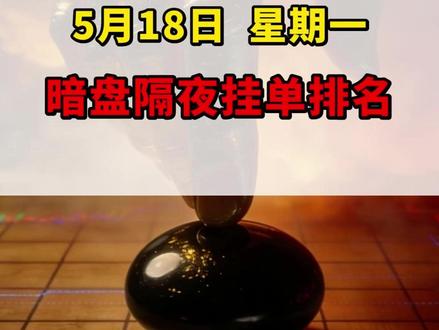 5月18日星期一 暗盘隔夜挂单排名
