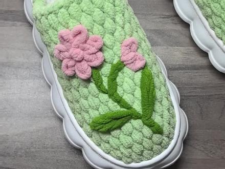 接上一集花朵叶子教程来了#手工 #冰条线钩拖鞋教程