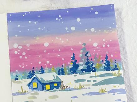 两分钟学会画一幅冬日雪景小屋。#丙烯马克笔 #丙烯马克笔绘画 #丙烯马克笔推荐 #治愈系插画 #艺术在抖音
