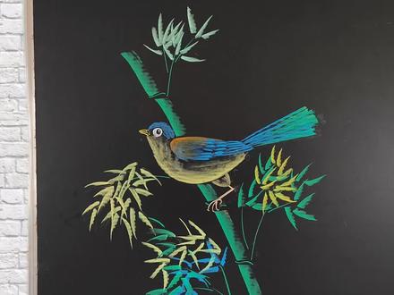黑板报插图竹子和翠鸟!教师考编,这副画作为才艺展示效果很不错!#粉笔画 #黑板画 #黑板报素材 #粉笔画教程