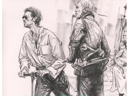 #速写 墨镜耳机滑板车,时尚压根儿不是事儿,大叔的胸毛就撑起了整个视频。 #速写人物 #想画就画