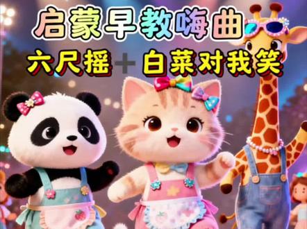 《六尺摇➕白菜对我笑》抖音🔥最嗨轻快dj,轻快的旋律🎶,太治愈啦♥️ 儿童动画 启蒙早教嗨曲#0到3岁早教儿歌 #启蒙早教 #六尺摇 #六尺舞 #白菜对我笑