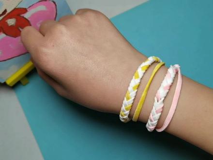 用不用的口罩挂绳做个漂亮的手环吧!#手工教程 #儿童手工 #手工 #手工发饰教程 #手工diy #废物利用 #口罩手环