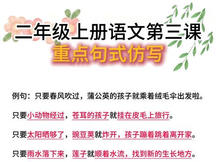 #二年级上册语文 第三课,重点句式仿写
