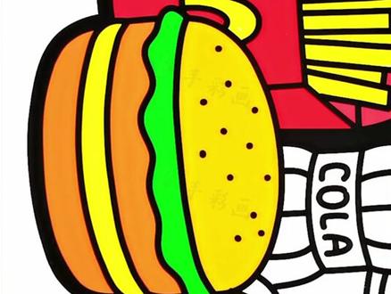 儿童填色简笔画:画一份孩子们喜欢的薯条和汉堡快餐套装#简笔画 #儿童简笔画 #简笔画教程 #涂色 #画画 @DOU+小助手