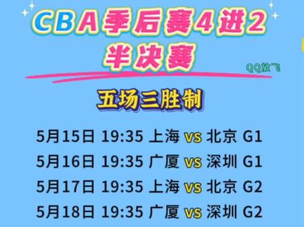 CBA季后赛半决赛赛程