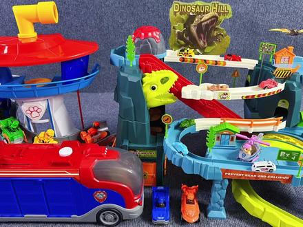 恐龙山道与汪汪队玩具的ASMR体验 #玩具 #玩具车 #玩具视频 #汪汪队 #挖掘机玩具