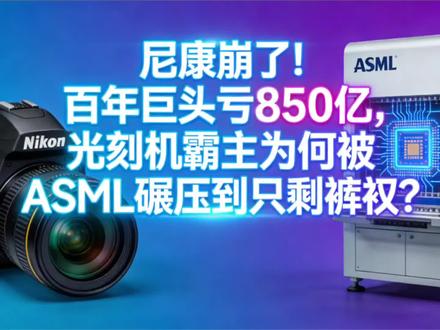 尼康崩了!百年巨头亏850亿,光刻机霸主为何被ASML碾压 日本光刻机百年巨头尼康彻底崩盘,2025财年预亏高达850亿日元,创下史上最大亏损纪录!曾经垄断全球70%市场的光刻机霸主,如今半年仅卖出9台低端设备,被荷兰ASML以160台的销量彻底碾压,市场份额暴跌至7.7%。本视频深度拆解尼康衰落真相:并非3D打印业务拖后腿,而是两次致命战略失误——赌错EUV技术路线、错失行业黄金窗口期,再被美国排除出核心技术联盟,叠加盲目跟随出口管制错失中国市场、过度依赖英特尔大客户三重暴击。从行业第一到巨亏关门,尼康用20年亲手毁掉光刻机江山,也折射出日本半导体产业的全面溃败。本期视频用通俗调侃的语言、硬核数据对比,告诉你科技行业“一步慢、步步慢”的残酷真相,给所有企业敲响警钟!
#尼康 #光刻机 #半导体 #ASML #日本制造