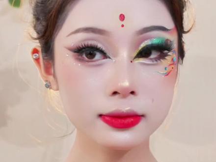 舞蹈妆容《敦煌飞天》#妆教#舞台妆 #儿童舞台妆 #敦煌妆 #舞蹈妆