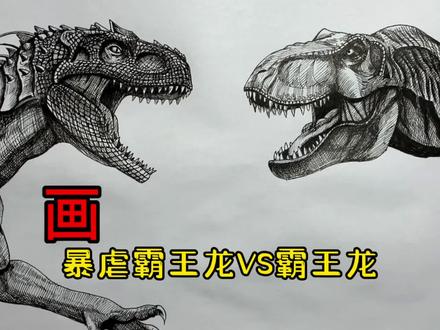 手绘恐龙教程、教你如何画恐龙、暴虐霸王龙与霸王龙篇#画画 #少儿绘画 #画恐龙 #侏罗纪世界 #手绘教程