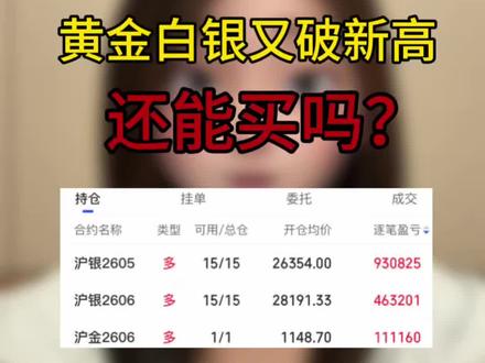 黄金白银又破新高,还会涨吗?能买吗? #白银 #黄金 #贵金属 #投资有风险理财需谨慎
