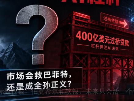巴菲特和孙正义,市场会奖励谁? 伯克希尔手里有接近4000亿美元现金,却迟迟找不到足够便宜的资产。
软银为了继续押注OpenAI,直接签下了400亿美元过桥贷款。
一个抱着现金不敢乱动,一个借着债务往前冲。
问题是:未来几年,市场会奖赏巴菲特的耐心,还是惩罚孙正义的豪赌?
如果AI狂欢继续,软银会显得像抓住时代的人。
如果泡沫破裂,伯克希尔这座被嫌弃的现金山,才会突然变成最锋利的武器。