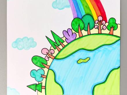 春天来了,万物复苏的季节。#春天主题画 #植树节主题画 #儿童画