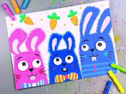 调皮可爱的小兔兔创意画,简单易学。#跟着抖音学画画
