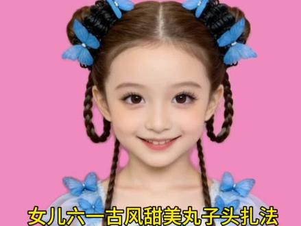 女儿的古风发型扎法#女童发型编发教程 #儿童编发新中式发型 #女童发型教程 #六一发型