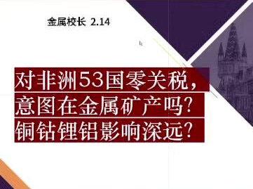 对非洲53国零关税,意图在金属矿产吗?铜钴锂铝影响深远? 对非洲53国零关税,意图在金属矿产吗?铜钴锂铝影响深远?#铜价 #铝价 #铜精矿 #锂辉石 #锂价 @抖音小助手