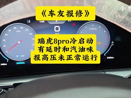 车友报修:瑞虎8pro冷启动有延时汽油味报高压启动未正常运行 #小鱼跳跳 #奇瑞冷启动有延时 #高压启动未正常运行 #冷启动困难 #瑞虎8pro冠军巅峰版