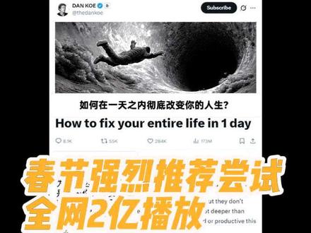 这个春节假期一起践行dankoe的重启计划
#AI##重启人生 #新年计划