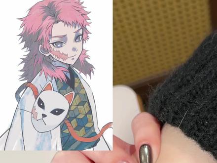 鬼灭之刃锖兔整手教程来啦 #鬼灭之刃美甲#锖兔#美甲教程#鬼灭之刃#锖兔美甲