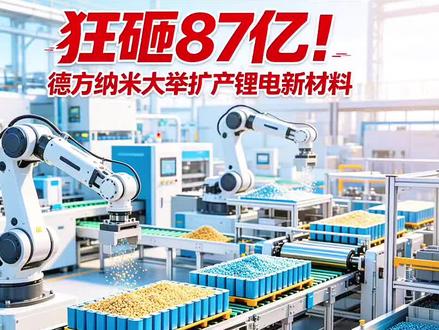 狂砸87亿!德方纳米大举扩产锂电新材料 #德方纳米 #锂电新材料 #新能源产业链 #产业投资
@DOU+小助手 @抖音财经 @抖音精选官方账号