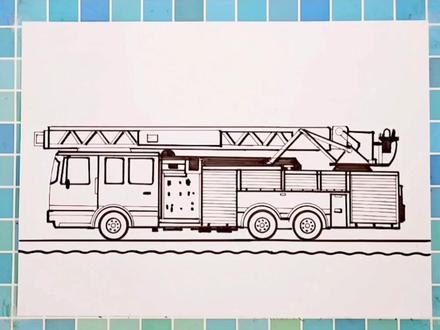 绘图尺画超酷消防云梯车,儿童画消防车的写实画法教学#消防车的画法 #消防车怎么画 #简笔画 #简笔画教程 #汽车简笔画 #绘图尺简笔画 #消防车简笔画 #消防车儿童画 #汽车儿童画 #绘画教程