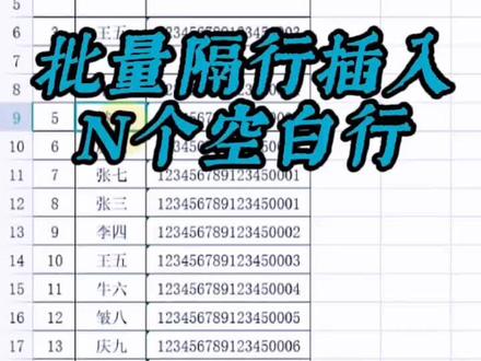 快速批量隔行插入一或多个空白行#wps #excel #表格 #每天学习一点点 #空白格 #办公技巧