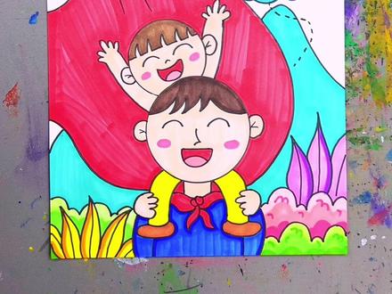 父亲节创意画,简单有趣。