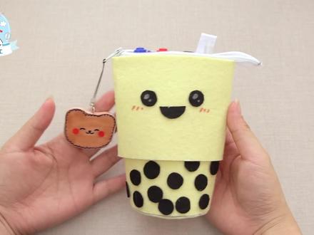 自制可以伸缩的奶茶笔袋,还可以当做桌面小笔筒,一起做起来! #手工