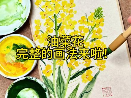 油菜花完整的画法来啦! #抖音非遗联欢会 #百young非遗计划 #零基础学画画 #国画 #油菜花