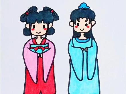 萌版汉服简笔画 #简笔画#汉服 #汉服简笔画 #手绘 #国风