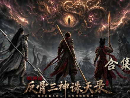 《反骨三神诛天录》三大反骨仔大战克苏鲁(1-4)大合集来了。 AI短片,《反骨三神诛天录》(1-4)大合集,天庭三大反骨仔闯入克苏鲁世界,神话志怪VS不可名状,究竟是使命所使还是另有所图