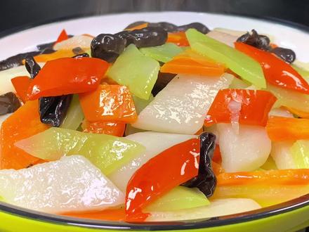 一周吃8次都不腻的素菜,“青笋炒山药”,清脆爽口,营养丰富 #家常菜 #素食 #山药