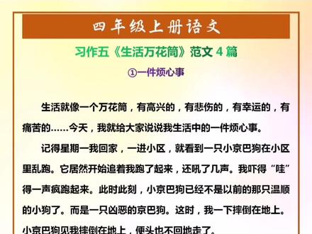 四年级上册语文习作五《生活万花筒》范文4篇 #小学作文 #四年级上册语文 #单元习作 #生活万花筒