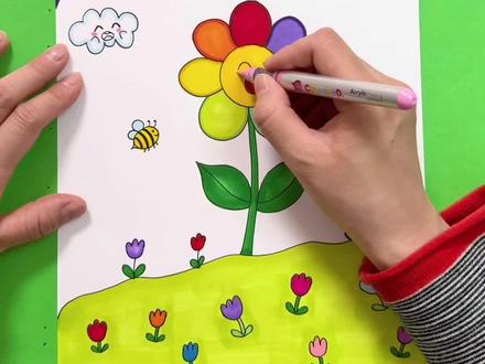 春天主题画 春天来啦,万物复苏,一起来画春天的小花吧,简单好看,幼儿园小朋友都能独立完成,快来试试吧!#春天主题画 #幼儿创意美术 #春天简笔画#儿童创意绘画 #花朵简笔画