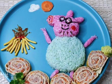 小猪佩奇爸爸米饭拼盘