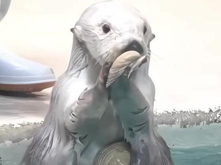 海獭跟饲养员互动萌翻了#海獭 #萌宠出道计划